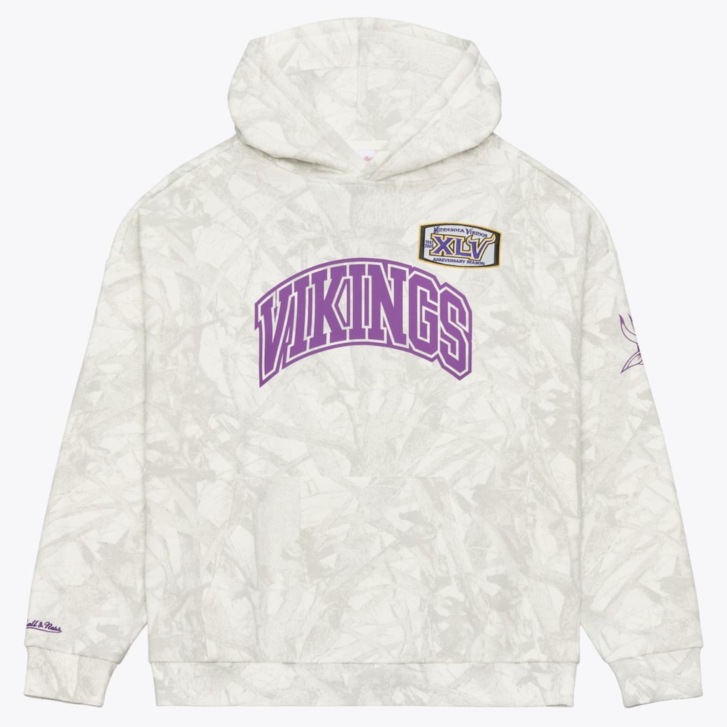  Minnesota Vikings Mitchell & Ness Ghosted Pullover Hoodie - White