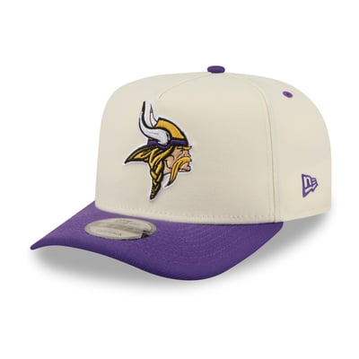 Minnesota Vikings New Era Rear Wordmark A-Frame 9FIFTY Snapback Hat - Cream/Purple