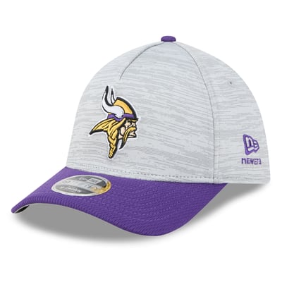 Minnesota Vikings New Era Tech M-Crown A-Frame 39THIRTY Flex Hat - Gray/Purple