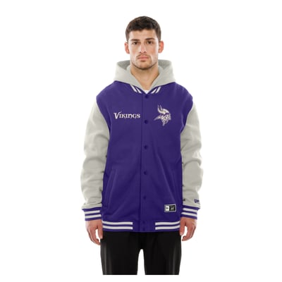  Minnesota Vikings New Era Full-Snap Fleece Hooded Jacket - Purple/Gray