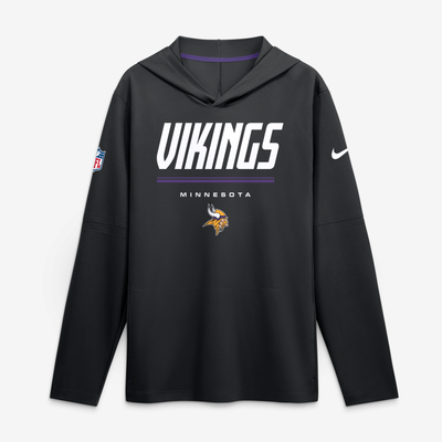Minnesota Vikings Nike Sideline Game On Lightweight Long Sleeve Hooded Dri-FIT Top - Black