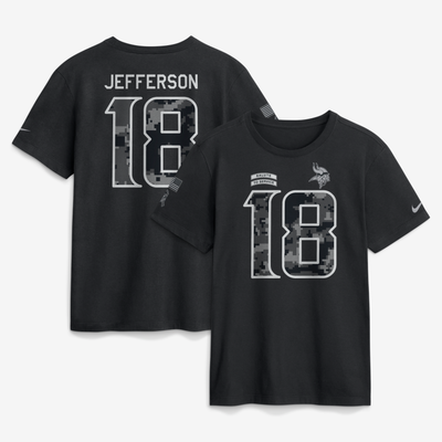 Justin Jefferson Minnesota Vikings Nike 2026 Salute to Service Name & Number T-Shirt - Black