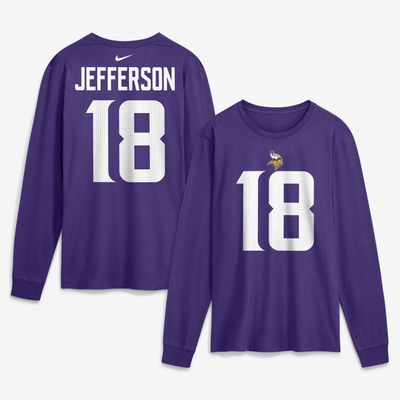 Justin Jefferson Minnesota Vikings Nike Name & Number Long Sleeve T-Shirt - Purple