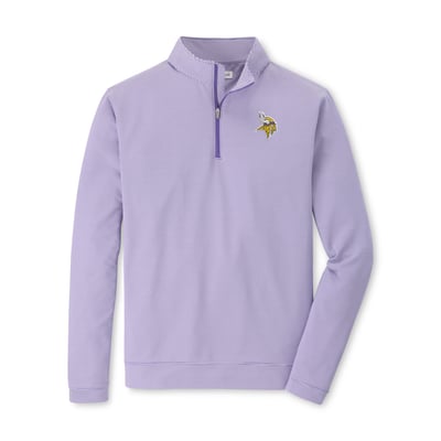 Minnesota Vikings Peter Millar Perth Sugar Stripe Performance Quarter-Zip Pullover - Purple/White