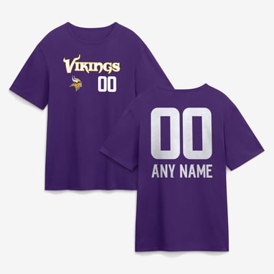 Minnesota Vikings  Touchdown Wordmark Personalized Name & Number T-Shirt - Purple