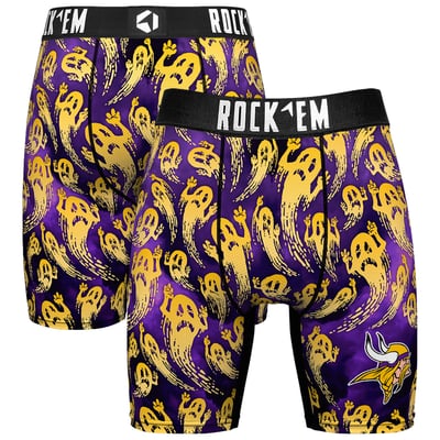 Minnesota Vikings Rock Em Socks Halloween Ghost Fade Boxer Briefs - Purple