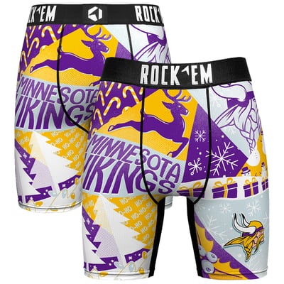 Minnesota Vikings Rock Em Socks Holiday Tacky Remix Boxer Briefs - Purple
