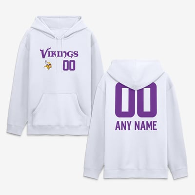 Minnesota Vikings  Touchdown Wordmark Personalized Name & Number Hoodie - White