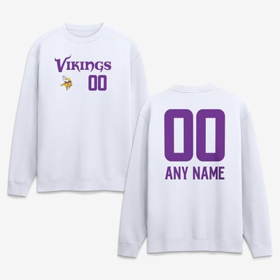Minnesota Vikings  Touchdown Wordmark Personalized Name & Number Sweatshirt - White
