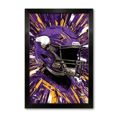 Minnesota Vikings 14" x 20" Framed Football Helmet Hyper Speed Art Print