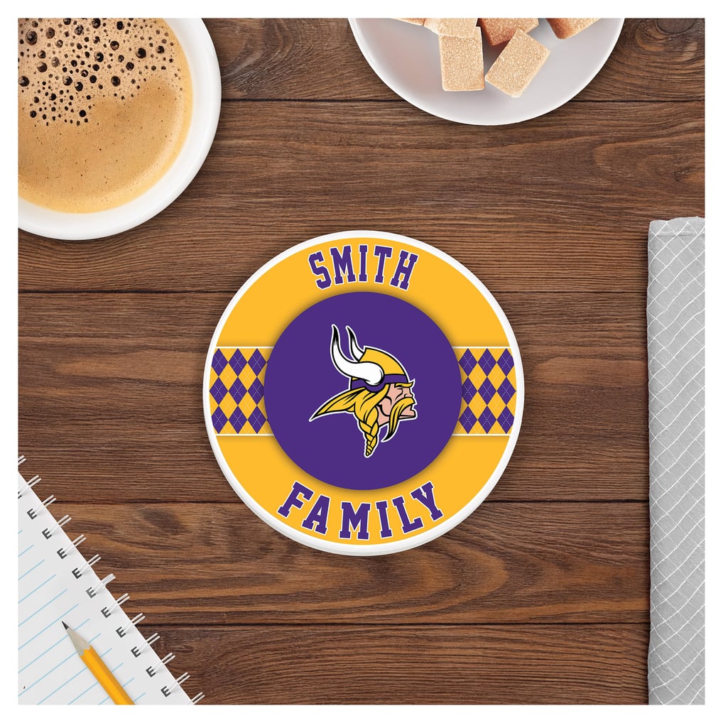 Minnesota Vikings 4" Personalized Circular Coasters 4-Pack Set