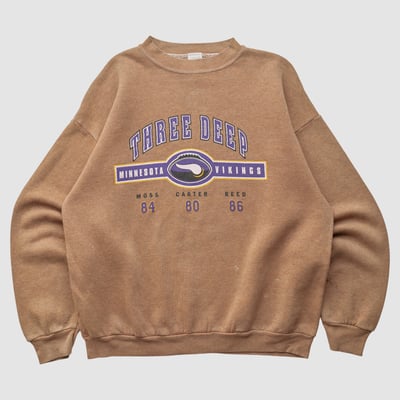 Minnesota Vikings Logo 7 90s Pullover Sweatshirt - Clay - S by Fanatics Real Vintage