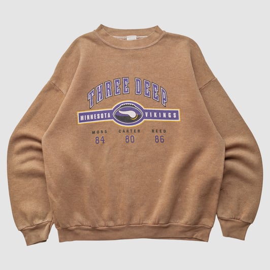Minnesota Vikings Logo 7 90s Pullover Sweatshirt - Clay - S by Fanatics Real Vintage