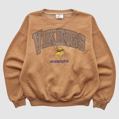 Minnesota Vikings Logo Athletic 2000s Pullover Sweatshirt - Clay - M by Fanatics Real Vintage