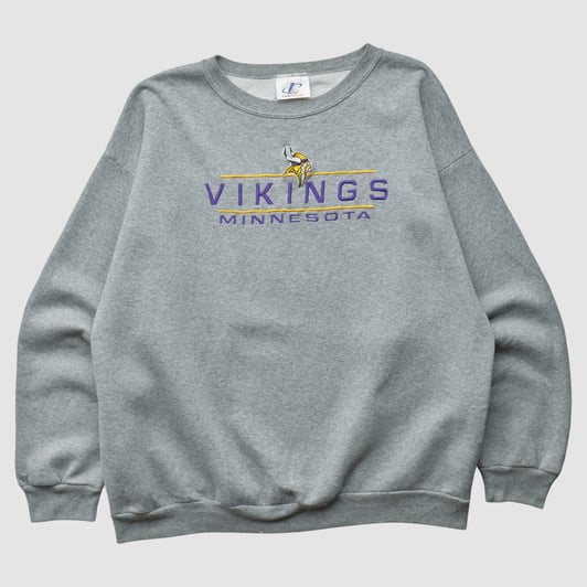 Minnesota Vikings Logo Athletic 2000s Pullover Sweatshirt - Heather Gray - XL by Fanatics Real Vintage