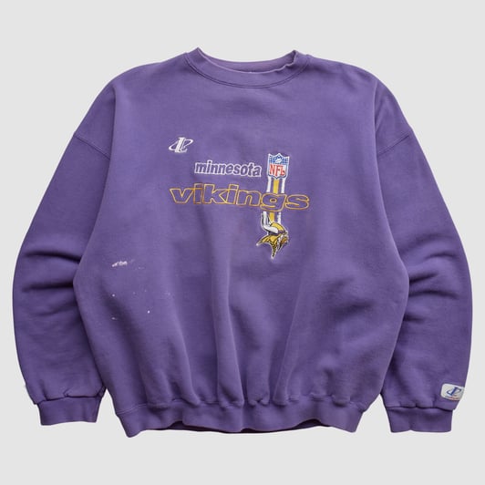 Minnesota Vikings Logo Athletic 90s Pullover Sweatshirt - Purple - XL by Fanatics Real Vintage