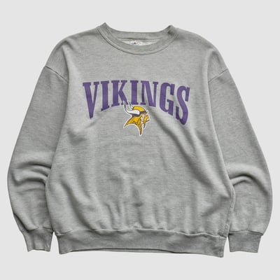 Minnesota Vikings Majestic 2000s Pullover Sweatshirt - Heather Gray - M by Fanatics Real Vintage