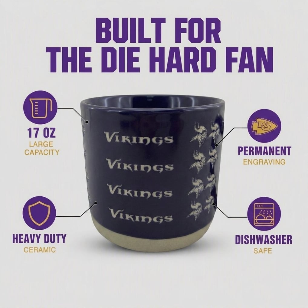 Minnesota Vikings Pegasus 17oz. Tonal Logo Sand Blasted Mug