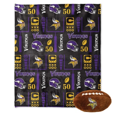 Minnesota Vikings Pegasus 50" x 60" Blackout Team Spirit Ultra Soft Throw & Plush Football Combo Pack