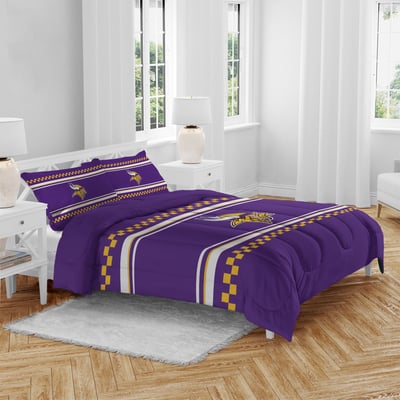 Minnesota Vikings Pegasus Checkered Dash Three-Piece Full/Queen Bed in a Bag Set