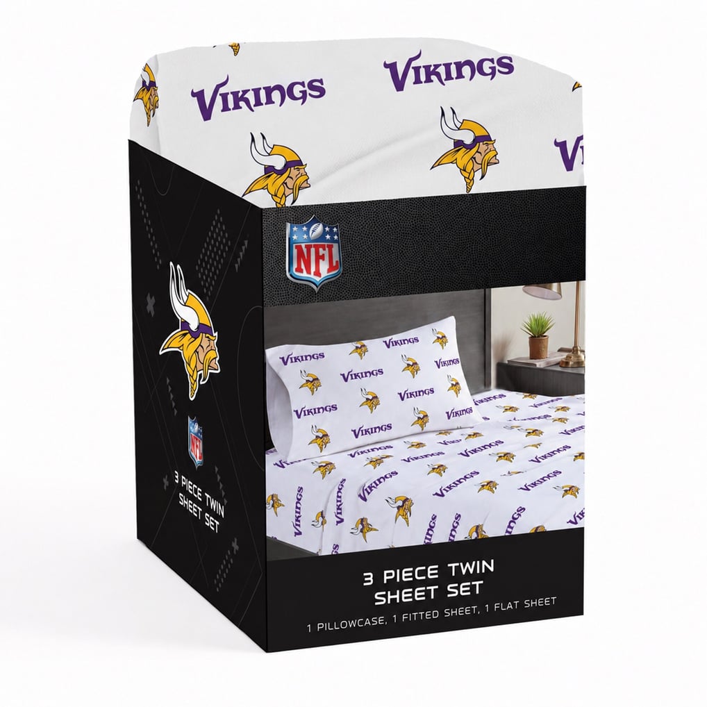 Minnesota Vikings Pegasus Three-Piece Twin Sheet Set