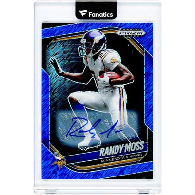 Randy Moss Minnesota Vikings Autographed 2025 Panini Prizm Black Blue Shimmer Prizm #89 #3/15 Card