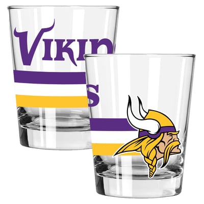 Minnesota Vikings The Memory Company Two-Piece 15oz. Big Stripes Double Old Fashioned Glass Set