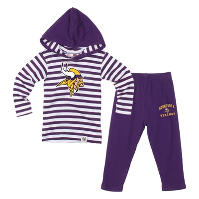  Minnesota Vikings Wes & Willy Toddler Stripe Hooded Long Sleeve and Pant Set - Purple