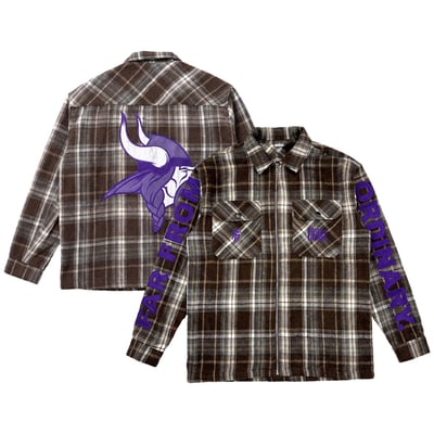 Minnesota Vikings Far From Ordinary Unisex Plaid Full-Zip Jacket - Brown