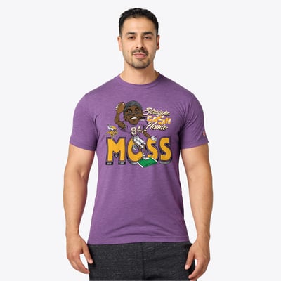 Randy Moss Minnesota Vikings Homage Unisex Caricature Player Graphic Tri-Blend T-Shirt - Purple