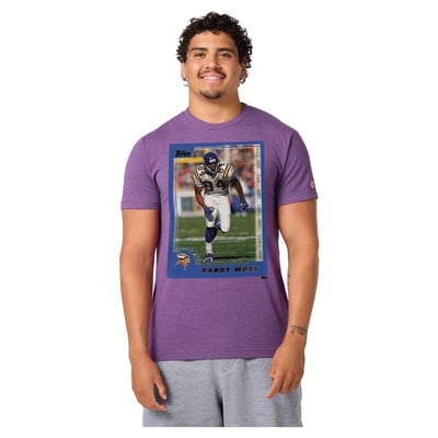 Randy Moss Minnesota Vikings Homage Unisex NFL Topps Trading Card Tri-Blend T-Shirt - Purple