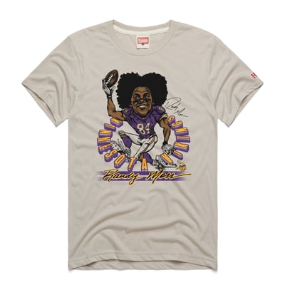Randy Moss Minnesota Vikings Homage Unisex Caricature Player Graphic Tri-Blend T-Shirt - Stone