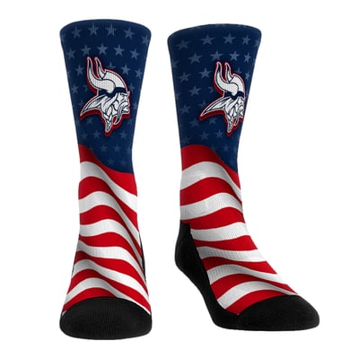  Minnesota Vikings Rock Em Unisex Patriotic Flag Crew Socks - Blue