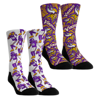 Justin Jefferson Minnesota Vikings Rock Em Unisex 2-Pack Griddy Crew Socks Set