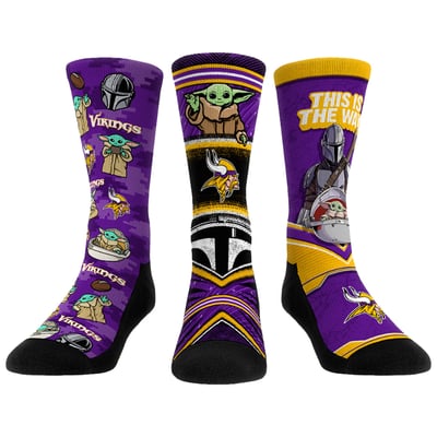 Minnesota Vikings Rock Em Unisex 3-Pack Mandalorian Crew Socks