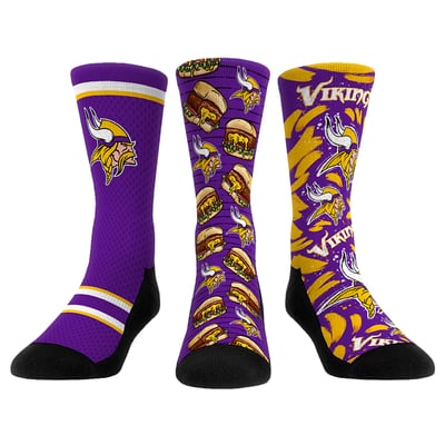  Minnesota Vikings Rock Em Unisex Fan Favorite Three-Pack Crew Sock Set - Purple