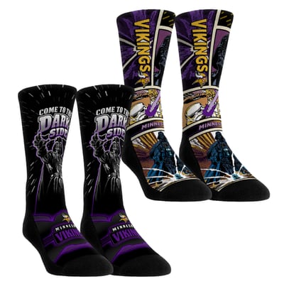  Minnesota Vikings Rock Em Unisex Star Wars Empire Two-Pack Crew Socks - Purple