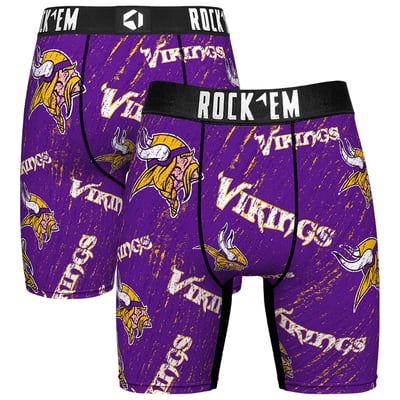  Minnesota Vikings Rock Em Unisex Throwback Logo Allover Boxer Briefs - Purple