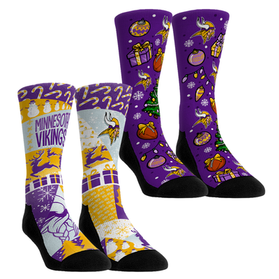Minnesota Vikings Rock Em Socks Unisex Holiday Remix Crew Socks Two-Pack