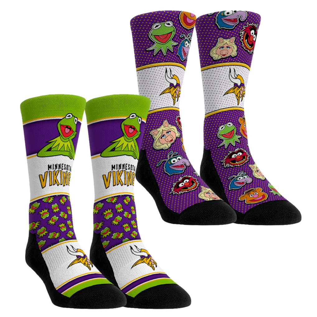 Minnesota Vikings Rock Em Socks Unisex Muppets 2-Pack Crew Socks Set