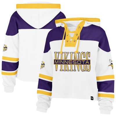 Minnesota Vikings '47 Women's Cut Thru Superior Lacer Hoodie - White