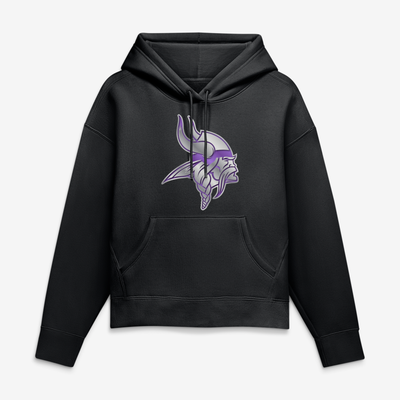 Minnesota Vikings Women's Metallic Mascot Hoodie - Black