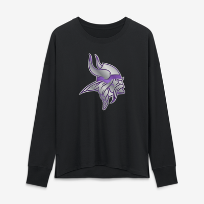 Minnesota Vikings Women's Metallic Mascot Long Sleeve T-Shirt - Black
