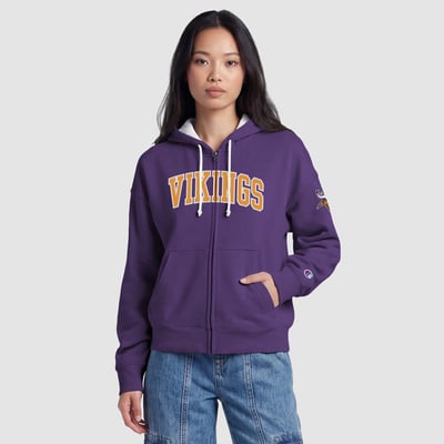 Minnesota Vikings Champion Women's Contrast Liner Full-Zip Hoodie - Purple
