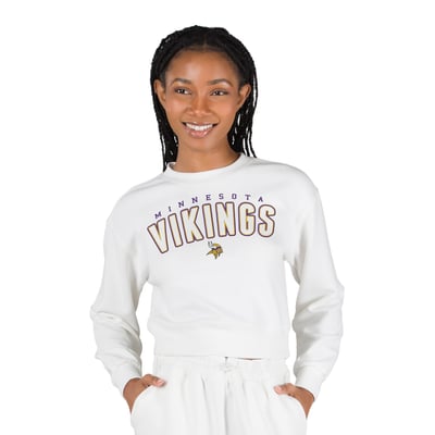  Minnesota Vikings Concepts Sport Women's Kingston Long Sleeve Lounge Cropped Top - White
