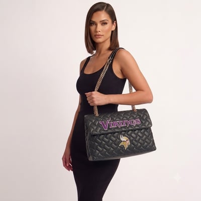  Minnesota Vikings FABGATING by Cuce Women's Vegan Leather Oversized Tote Bag - Black