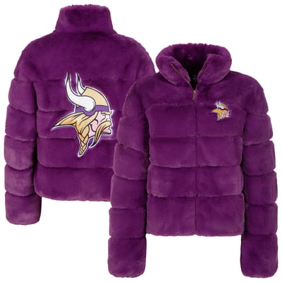  Minnesota Vikings FABGATING by Cuce Women's Faux Fur Full-Zip Coat - Purple