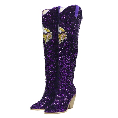  Minnesota Vikings FABGATING by Cuce Women's Over-the-Knee Sequin Boots - Purple