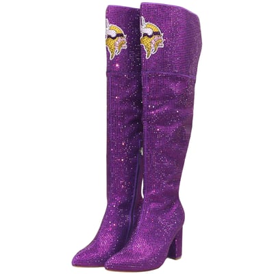  Minnesota Vikings FABGATING by Cuce Women's Team Color Crystal Over-The-Knee Boots - Purple