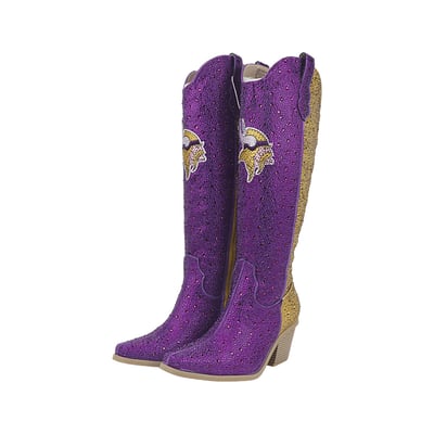  Minnesota Vikings FABGATING by Cuce Women's Two-Tone Crystal Cowboy Boot - Purple